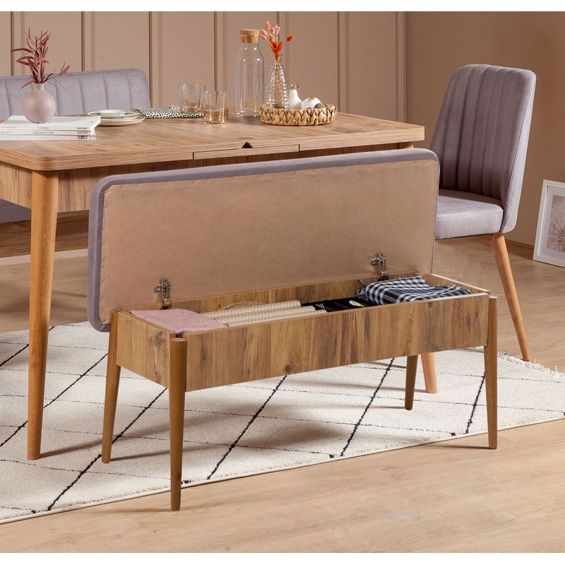 Casa si Gradina - Mobilier - Seturi de mobilier - Seturi mese si scaune - Set masa extensibila si scaune, Hanah Home, panou aglomerat melaminat, pin atlantic, soho, 130-165x80x77 cm - Infinity.ro