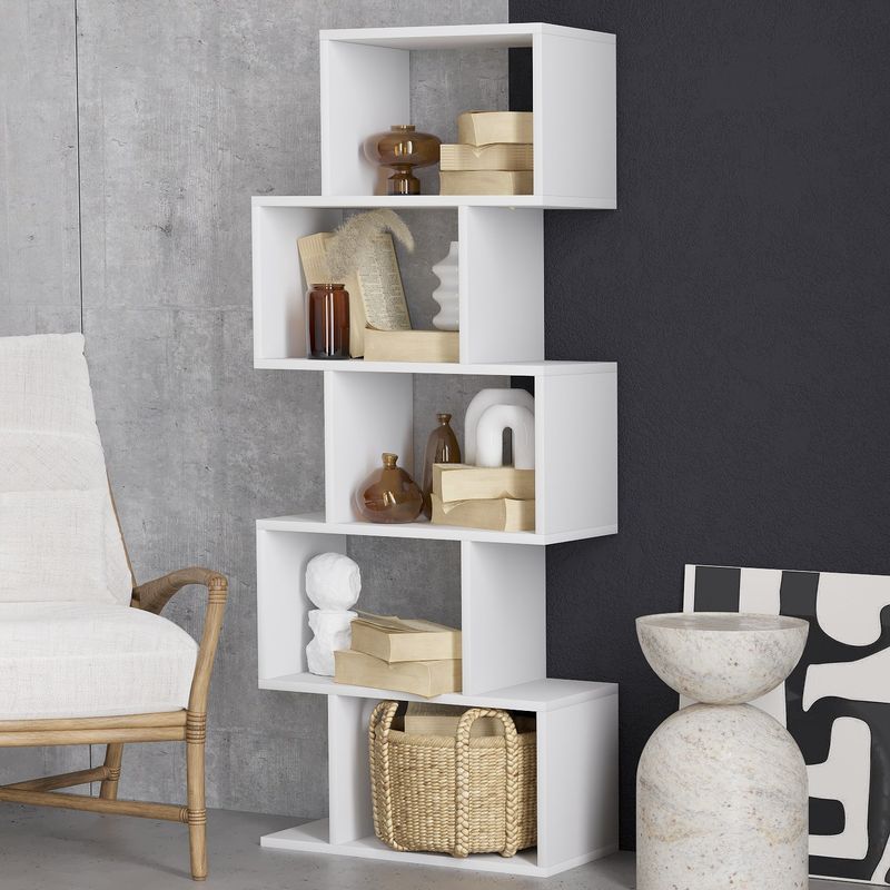 Casa si Gradina - Mobilier - Biblioteci si rafturi - Biblioteci - Biblioteca, Hanah Home, pal melaminat, alb, 60x30x150 cm - Infinity.ro