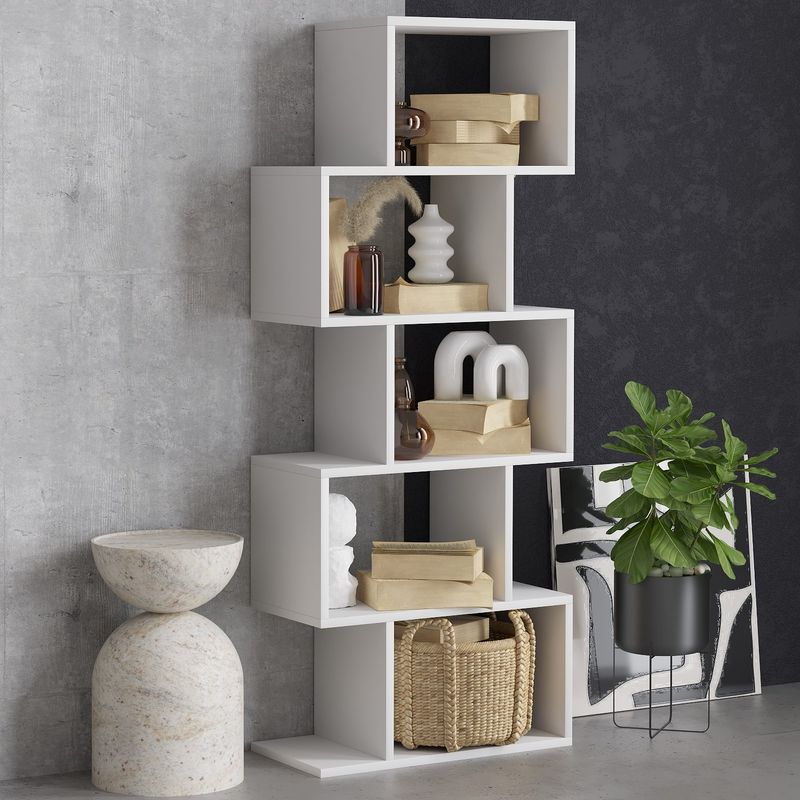 Casa si Gradina - Mobilier - Biblioteci si rafturi - Biblioteci - Biblioteca, Hanah Home, pal melaminat, alb, 60x30x150 cm - Infinity.ro