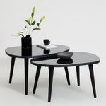Casa si Gradina - Mobilier - Mese si birouri - Masute de cafea - Set masute de cafea, Hanah Home, sticla temperata si PAL melaminat, negru si fumuriu, 75x55x38/41 cm - Infinity.ro