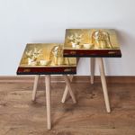 Casa si Gradina - Mobilier - Mese si birouri - Masute de cafea - Set masute de cafea, Hanah Home, mdf, crem, rosu, bej, maro, 35x35x47 cm, 2 piese - Infinity.ro