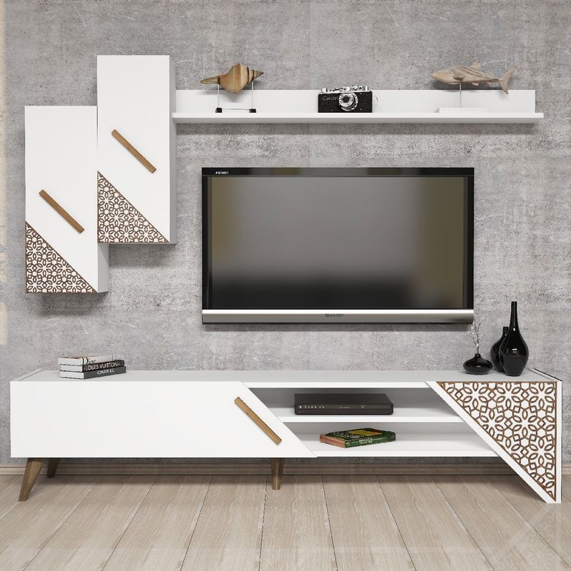 Casa si Gradina - Mobilier - Comode si corpuri - Comode - Comoda tv, Hanah Home, pal melaminat, alb, 180x40x37 cm, 845HCT3001 - Infinity.ro