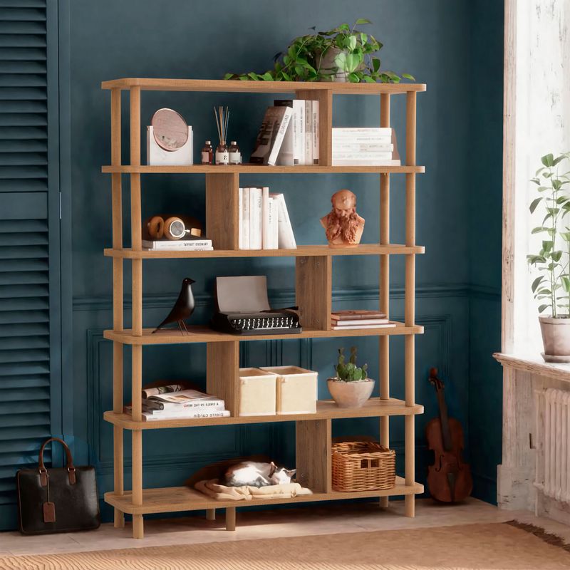 Casa si Gradina - Mobilier - Biblioteci si rafturi - Biblioteci - Biblioteca, Hanah Home, pal melaminat, pin atlantic, 120x28x168.5 cm - Infinity.ro