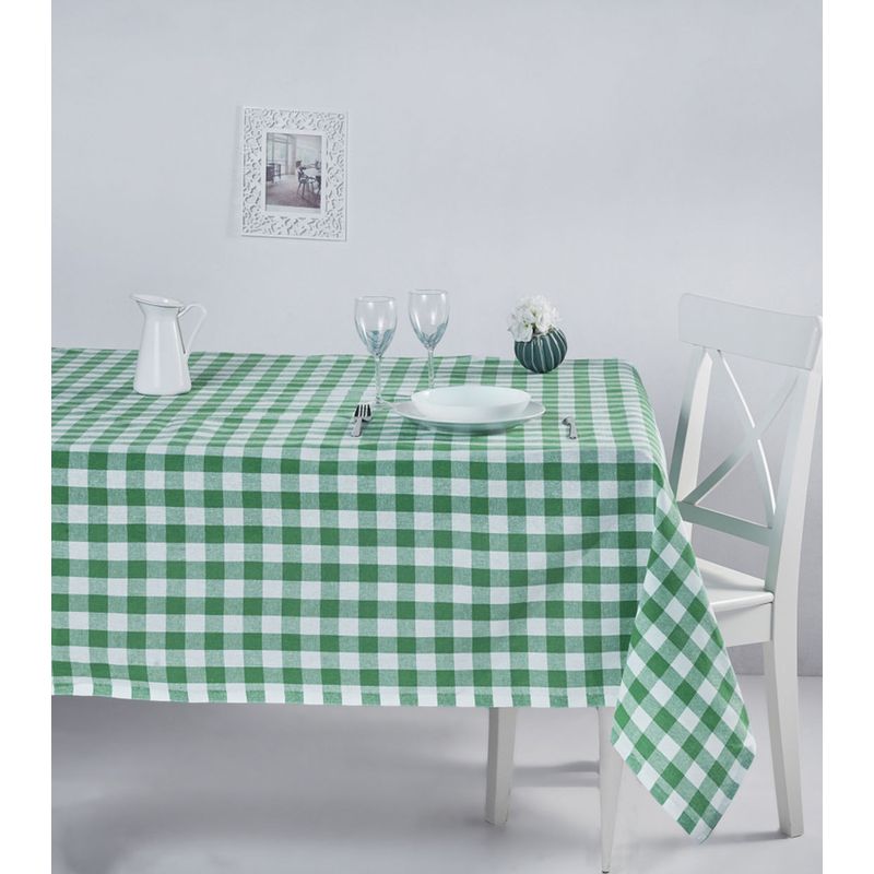 Casa si Gradina - Textile si covoare - Textile bucatarie - Fete de masa - Fata de masa, Hermia, verde, 160x160 cm, 100% bumbac, model in carouri - Infinity.ro