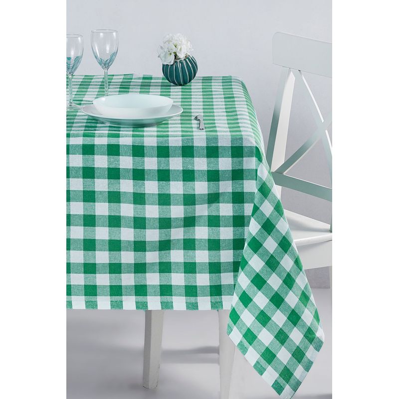 Casa si Gradina - Textile si covoare - Textile bucatarie - Fete de masa - Fata de masa, Hermia, verde, 160x160 cm, 100% bumbac, model in carouri - Infinity.ro