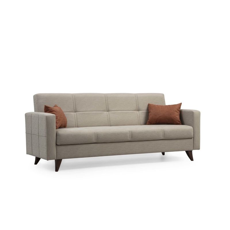 Casa si Gradina - Mobilier - Canapele si coltare - Canapele - Canapea extensibila 3 locuri, Atelier Del Sofa, cadru metal si lemn, bej, 205x86x75 cm - Infinity.ro