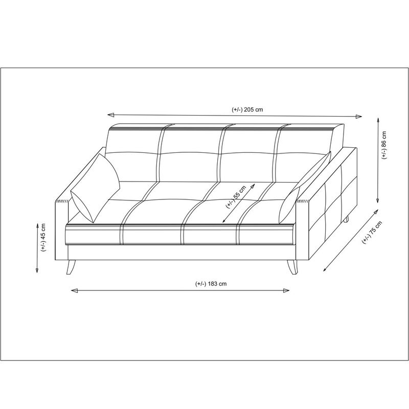 Casa si Gradina - Mobilier - Canapele si coltare - Canapele - Canapea extensibila 3 locuri, Atelier Del Sofa, cadru metal si lemn, bej, 205x86x75 cm - Infinity.ro