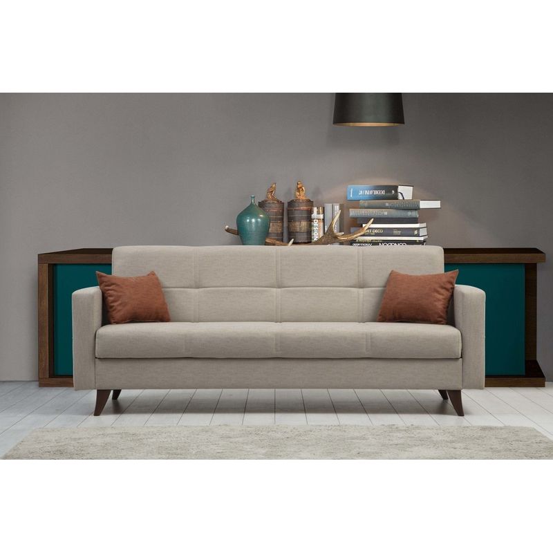 Casa si Gradina - Mobilier - Canapele si coltare - Canapele - Canapea extensibila 3 locuri, Atelier Del Sofa, cadru metal si lemn, bej, 205x86x75 cm - Infinity.ro