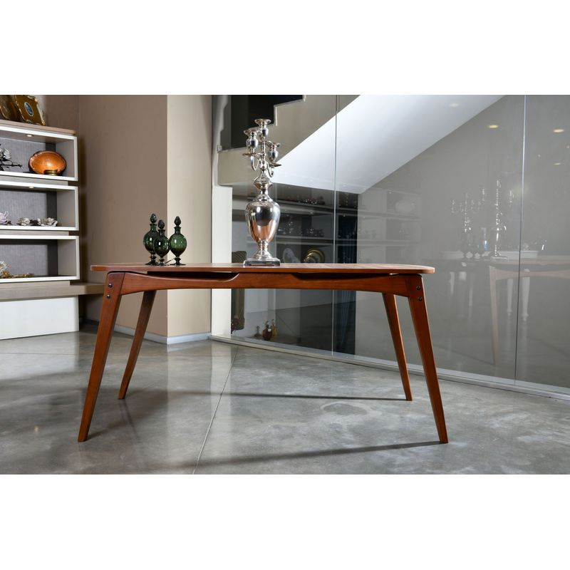Casa si Gradina - Mobilier - Mese si birouri - Mese bucatarie si dining - Masa dining, Hanah Home, lemn carpen si mdf, nuc, 160x80x75 cm - Infinity.ro