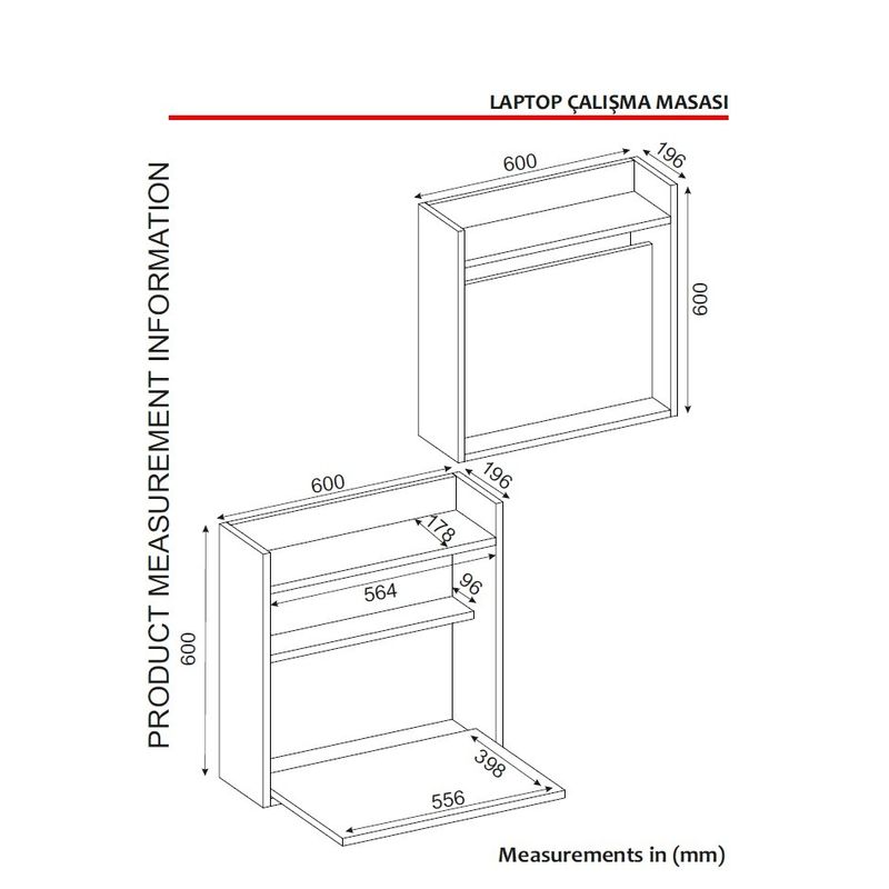 Casa si Gradina - Mobilier - Mese si birouri - Birouri - Birou de studiu, Hanah Home, pal melaminat, alb si nuc, 60x60x19.6 cm - Infinity.ro