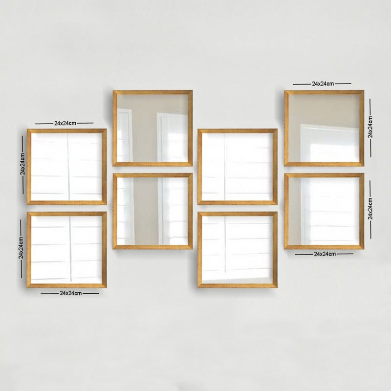 Casa si Gradina - Decoratiuni - Oglinzi - Set oglinzi, Wallxpert, sticla, auriu şi argintiu, 24x24 cm, 8 piese - Infinity.ro