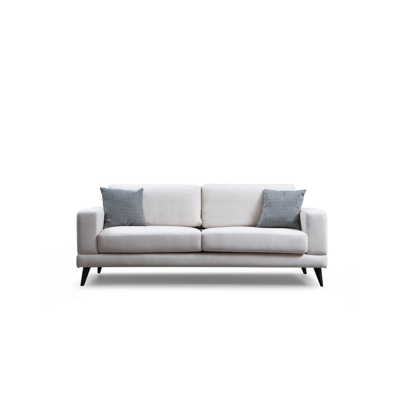 Casa si Gradina - Mobilier - Canapele si coltare - Canapele - Canapea extensibila 3 locuri, Hanah Home, structura lemn fag, stofa poliester, bej, 210x90x85 cm - Infinity.ro