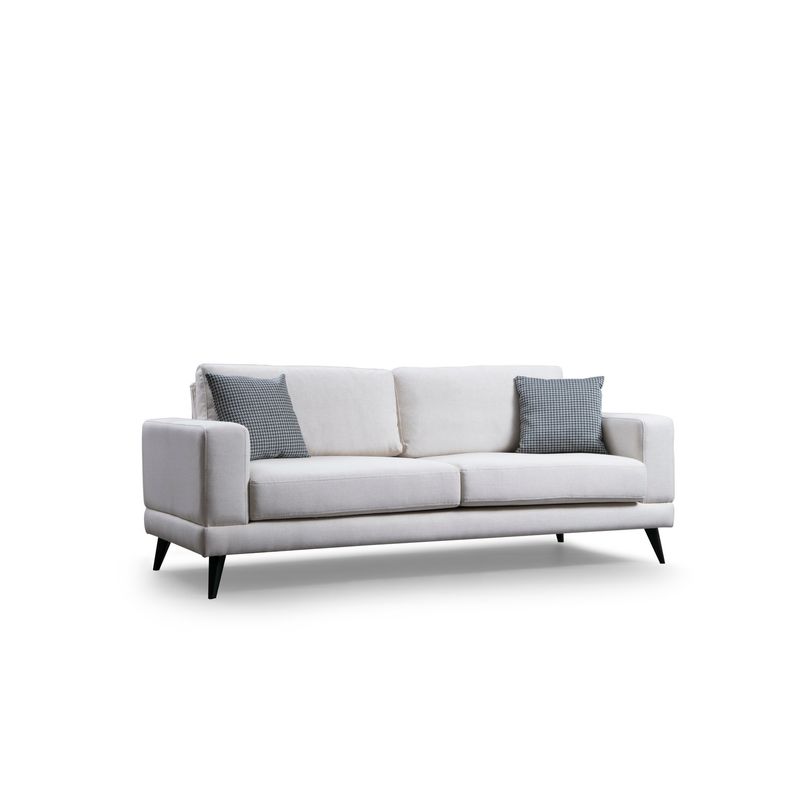 Casa si Gradina - Mobilier - Canapele si coltare - Canapele - Canapea extensibila 3 locuri, Hanah Home, structura lemn fag, stofa poliester, bej, 210x90x85 cm - Infinity.ro