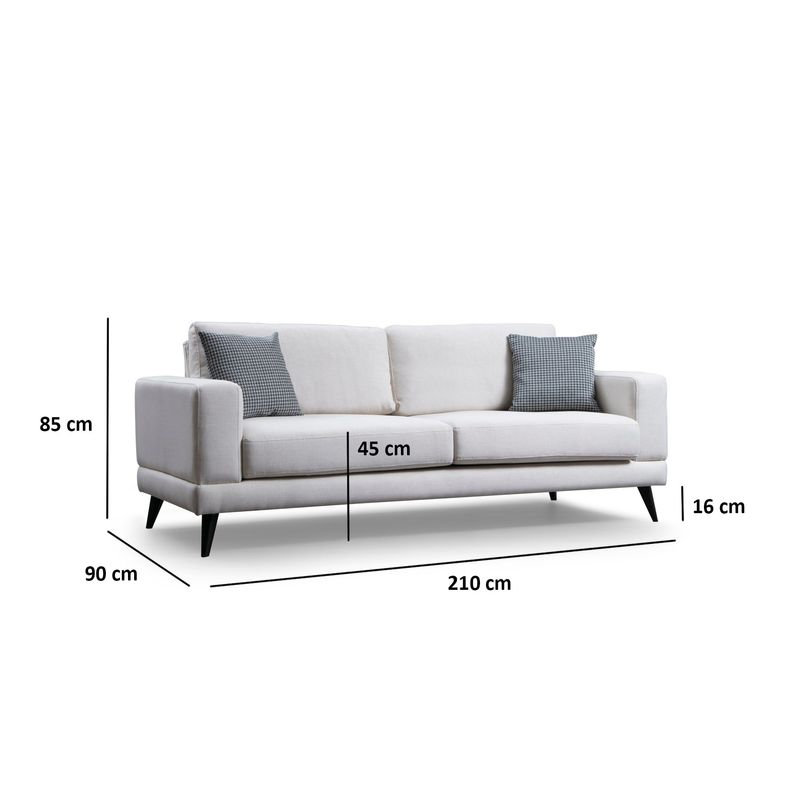 Casa si Gradina - Mobilier - Canapele si coltare - Canapele - Canapea extensibila 3 locuri, Hanah Home, structura lemn fag, stofa poliester, bej, 210x90x85 cm - Infinity.ro