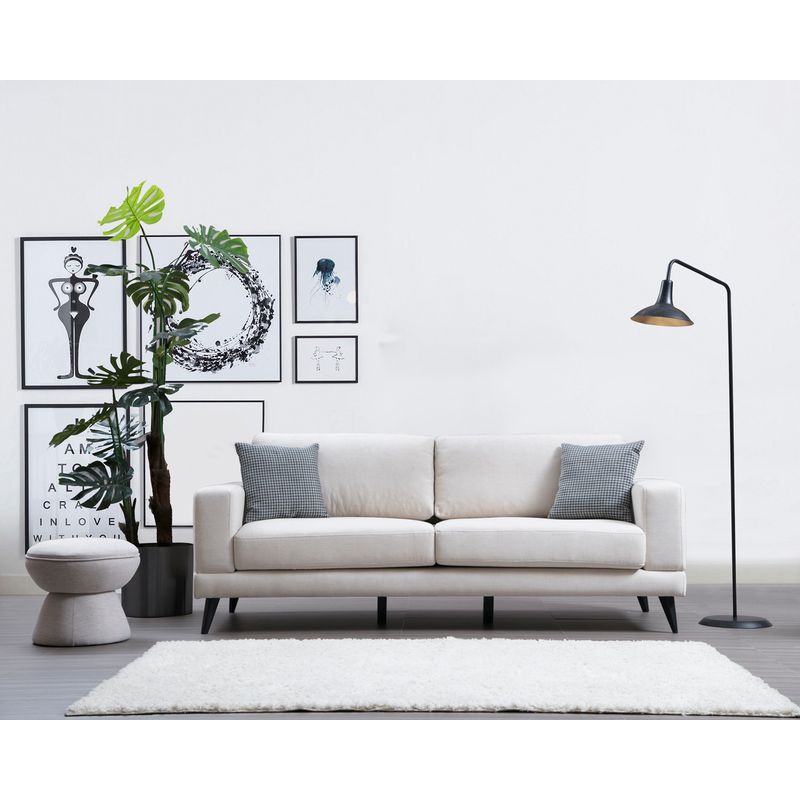 Casa si Gradina - Mobilier - Canapele si coltare - Canapele - Canapea extensibila 3 locuri, Hanah Home, structura lemn fag, stofa poliester, bej, 210x90x85 cm - Infinity.ro