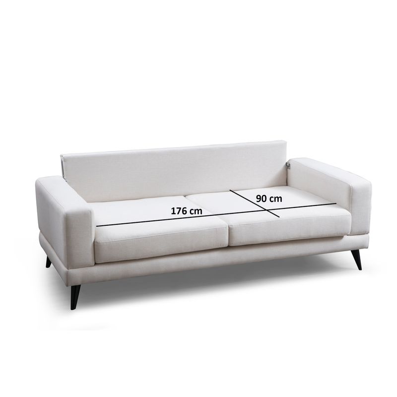 Casa si Gradina - Mobilier - Canapele si coltare - Canapele - Canapea extensibila 3 locuri, Hanah Home, structura lemn fag, stofa poliester, bej, 210x90x85 cm - Infinity.ro