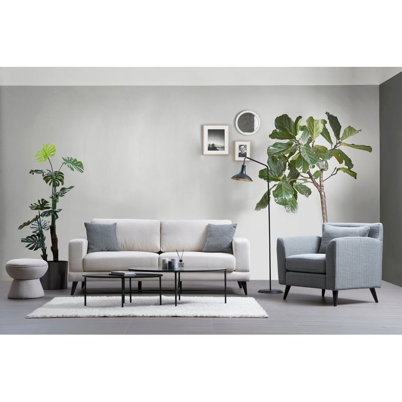 Casa si Gradina - Mobilier - Canapele si coltare - Canapele - Canapea extensibila 3 locuri, Hanah Home, structura lemn fag, stofa poliester, bej, 210x90x85 cm - Infinity.ro