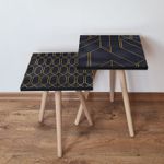 Casa si Gradina - Mobilier - Mese si birouri - Masute de cafea - Set masute de cafea, Hanah Home, mdf, negru auriu, 35x47x35 cm, 35x42x35 cm - Infinity.ro