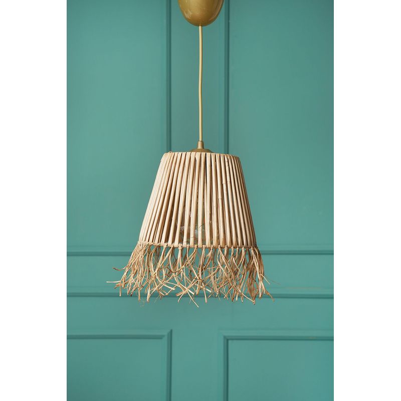 Casa si Gradina - Corpuri si surse de iluminat - Lustre si pendule - Lustra, Opviq, metal, capac bambus, natural, 20x20x75 cm - Infinity.ro