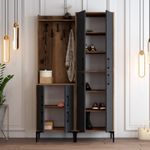 Casa si Gradina - Mobilier - Organizare si depozitare - Cuiere - Cuier hol, Hanah Home, pal melaminat, nuc, antracit, 120x35x200 cm - Infinity.ro