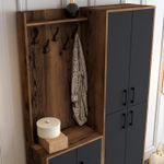 Casa si Gradina - Mobilier - Organizare si depozitare - Cuiere - Cuier hol, Hanah Home, pal melaminat, nuc, antracit, 120x35x200 cm - Infinity.ro