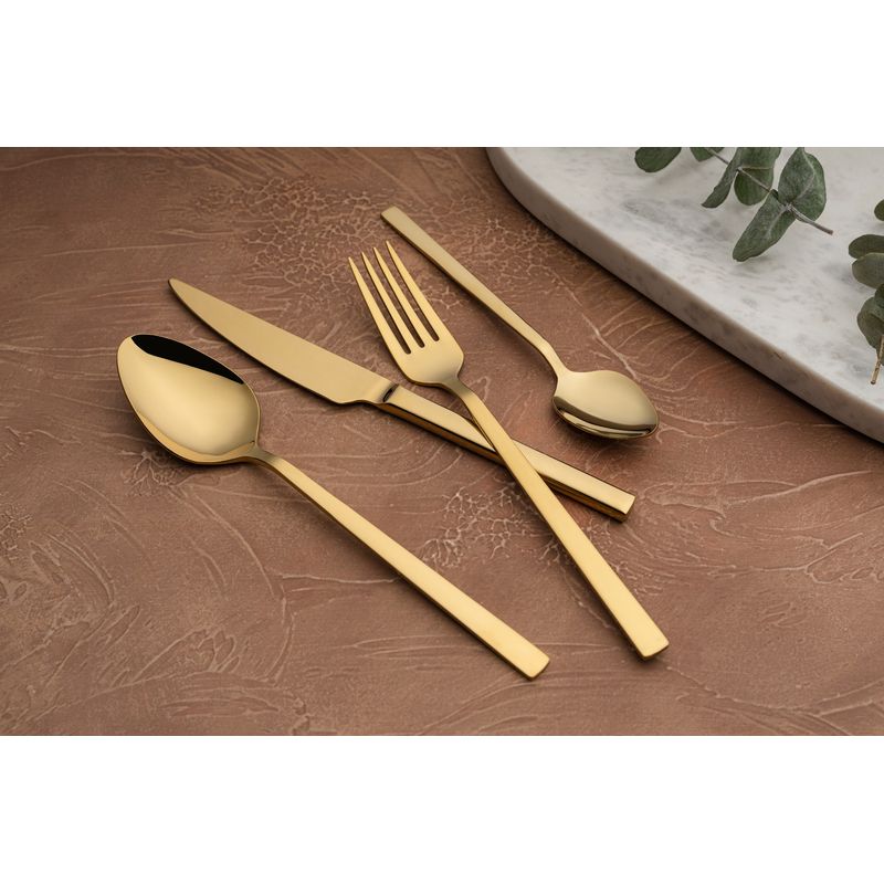 Casa si Gradina - Bucatarie si vesela - Vesela si tacamuri - Tacamuri si seturi - Set tacamuri 24 piese, Hermia, inox, auriu - Infinity.ro