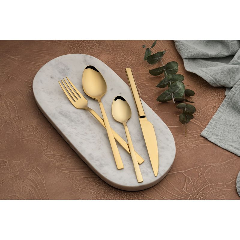 Casa si Gradina - Bucatarie si vesela - Vesela si tacamuri - Tacamuri si seturi - Set tacamuri 24 piese, Hermia, inox, auriu - Infinity.ro