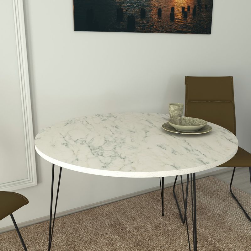 Casa si Gradina - Mobilier - Mese si birouri - Mese bucatarie si dining - Masa dining, Hanah Home, pal melaminat, negru alb, 90x90x75 cm - Infinity.ro