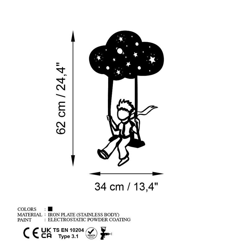 Casa si Gradina - Decoratiuni - Decoratiuni perete - Accesoriu decorativ de perete, Wallxpert, metal, negru, 34x62 cm, 891TNL3329 - Infinity.ro