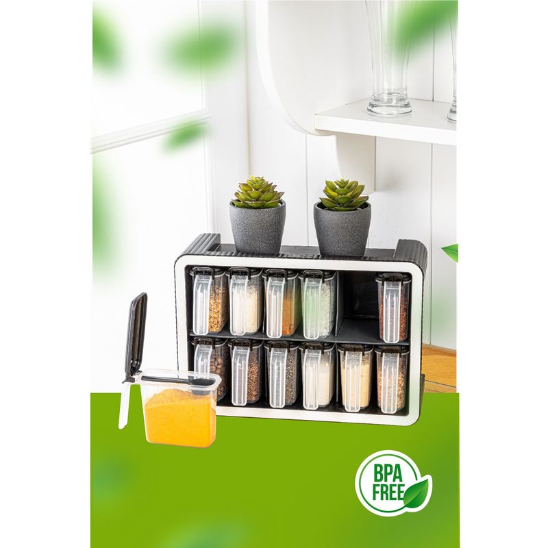 Casa si Gradina - Bucatarie si vesela - Organizare si depozitare bucatarie - Borcane si capace - Set borcane pentru condimente, Hermia, plastic, antracit, 13 piese - Infinity.ro