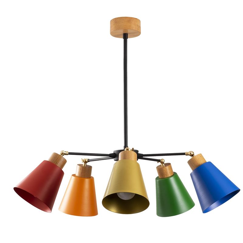 Casa si Gradina - Corpuri si surse de iluminat - Lustre si pendule - Lustra, Opviq, metal si lemn, multicolor, diametru 58 cm, inaltime 68 cm - Infinity.ro