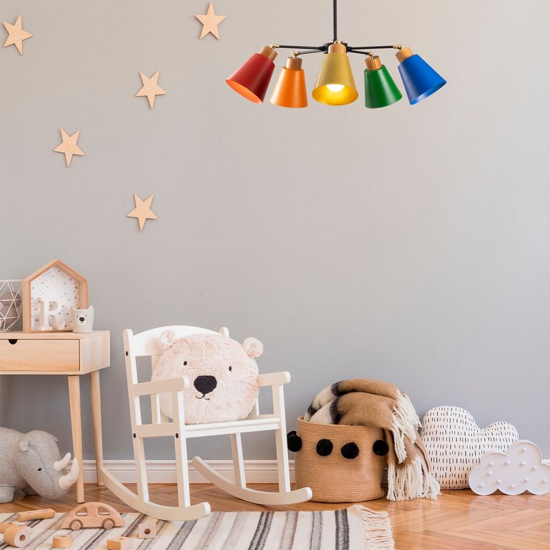 Casa si Gradina - Corpuri si surse de iluminat - Lustre si pendule - Lustra, Opviq, metal si lemn, multicolor, diametru 58 cm, inaltime 68 cm - Infinity.ro