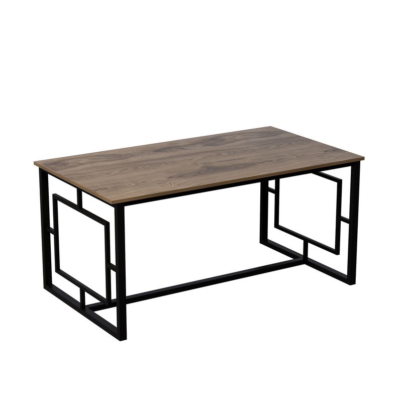 Casa si Gradina - Mobilier - Mese si birouri - Mese bucatarie si dining - Masa dining, Hanah Home, panou aglomerat melaminat, nuc si negru, 160x90x76 cm - Infinity.ro