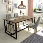 Casa si Gradina - Mobilier - Mese si birouri - Mese bucatarie si dining - Masa dining, Hanah Home, panou aglomerat melaminat, nuc si negru, 160x90x76 cm - Infinity.ro