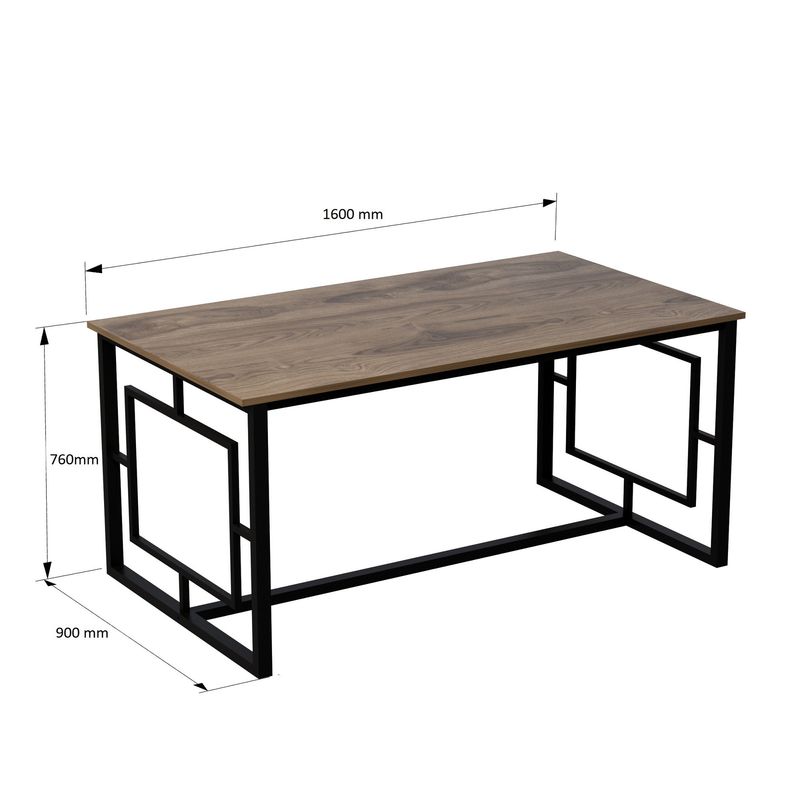 Casa si Gradina - Mobilier - Mese si birouri - Mese bucatarie si dining - Masa dining, Hanah Home, panou aglomerat melaminat, nuc si negru, 160x90x76 cm - Infinity.ro