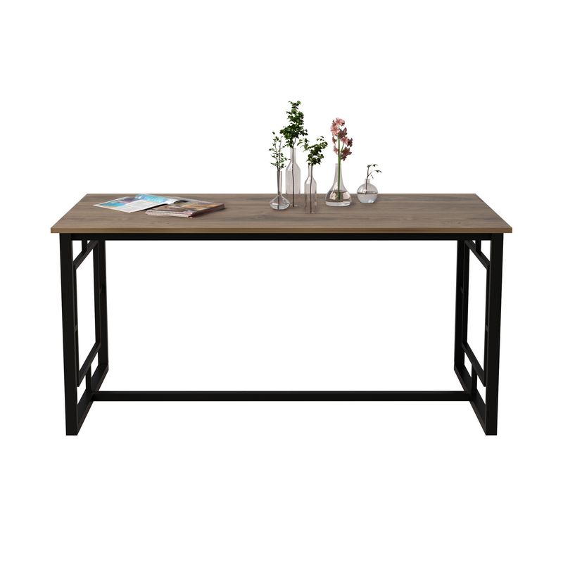 Casa si Gradina - Mobilier - Mese si birouri - Mese bucatarie si dining - Masa dining, Hanah Home, panou aglomerat melaminat, nuc si negru, 160x90x76 cm - Infinity.ro