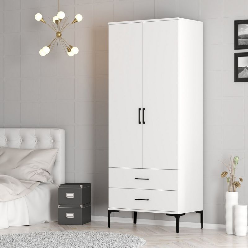 Casa si Gradina - Mobilier - Dulapuri si sifoniere - Sifoniere - Sifonier, Hanah Home, panou de particule cu melamina, alb, 80x47.5x201.4 cm - Infinity.ro