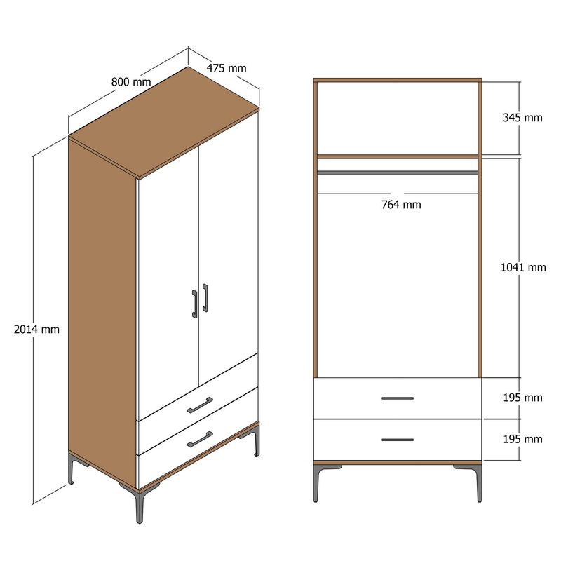 Casa si Gradina - Mobilier - Dulapuri si sifoniere - Sifoniere - Sifonier, Hanah Home, panou de particule cu melamina, alb, 80x47.5x201.4 cm - Infinity.ro