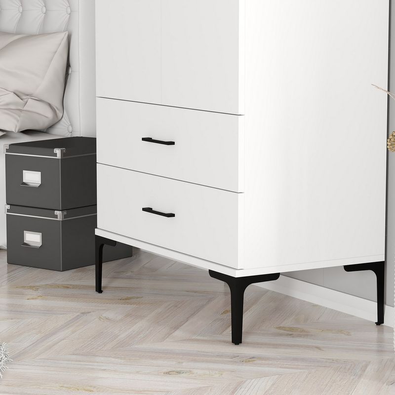 Casa si Gradina - Mobilier - Dulapuri si sifoniere - Sifoniere - Sifonier, Hanah Home, panou de particule cu melamina, alb, 80x47.5x201.4 cm - Infinity.ro