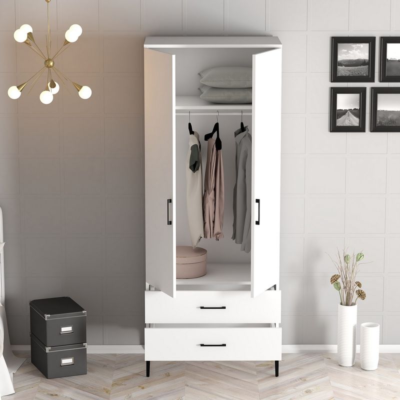 Casa si Gradina - Mobilier - Dulapuri si sifoniere - Sifoniere - Sifonier, Hanah Home, panou de particule cu melamina, alb, 80x47.5x201.4 cm - Infinity.ro
