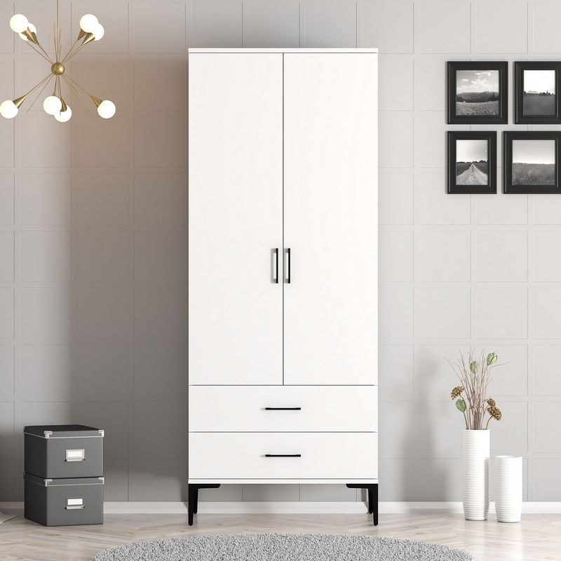 Casa si Gradina - Mobilier - Dulapuri si sifoniere - Sifoniere - Sifonier, Hanah Home, panou de particule cu melamina, alb, 80x47.5x201.4 cm - Infinity.ro