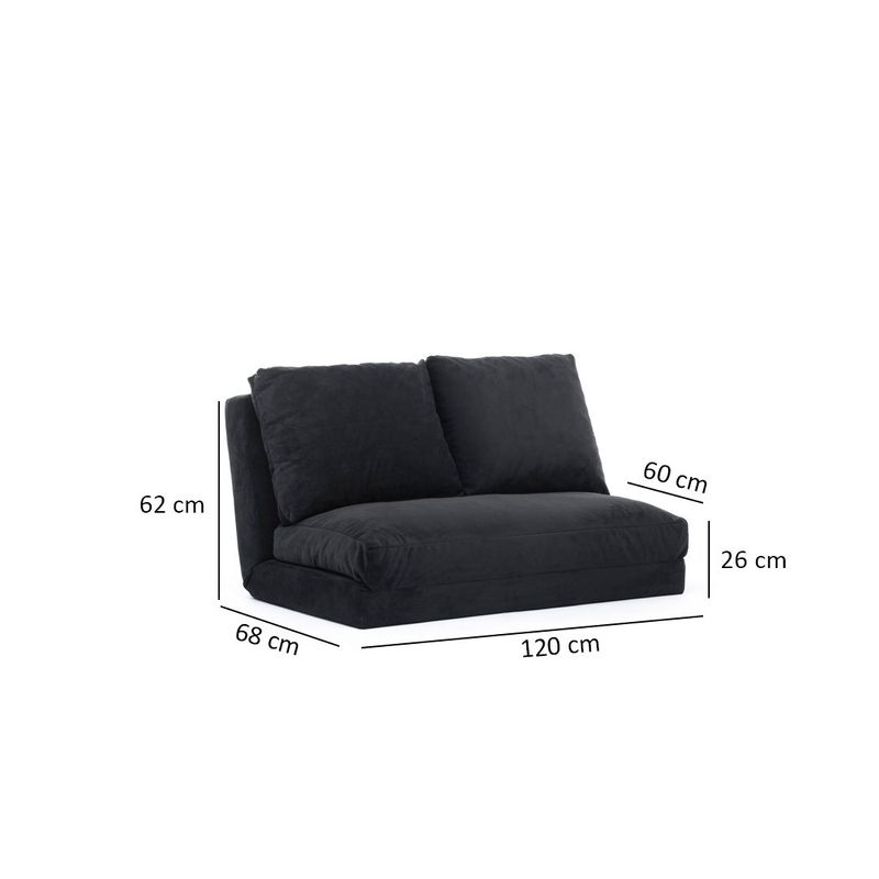 Casa si Gradina - Mobilier - Canapele si coltare - Canapele - Canapea extensibila, Hanah Home, metal, negru, 185x120 cm - Infinity.ro