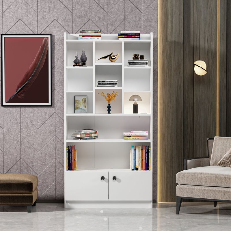 Casa si Gradina - Mobilier - Biblioteci si rafturi - Biblioteci - Biblioteca, Hanah Home, pal melaminat, alb, 90x30x180 cm - Infinity.ro