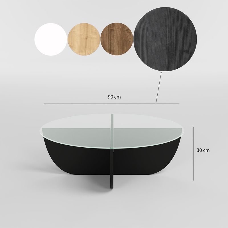 Casa si Gradina - Mobilier - Mese si birouri - Masute de cafea - Masuta de cafea, Hanah Home, sticla securizata si pal melaminat, negru, 90x90x30 cm - Infinity.ro