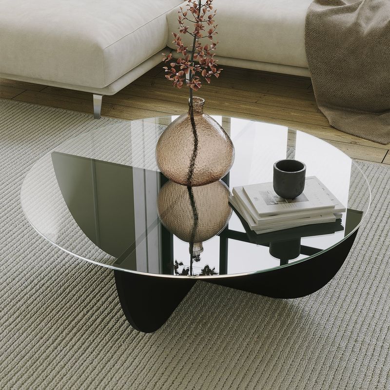 Casa si Gradina - Mobilier - Mese si birouri - Masute de cafea - Masuta de cafea, Hanah Home, sticla securizata si pal melaminat, negru, 90x90x30 cm - Infinity.ro