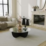 Casa si Gradina - Mobilier - Mese si birouri - Masute de cafea - Masuta de cafea, Hanah Home, sticla securizata si pal melaminat, negru, 90x90x30 cm - Infinity.ro