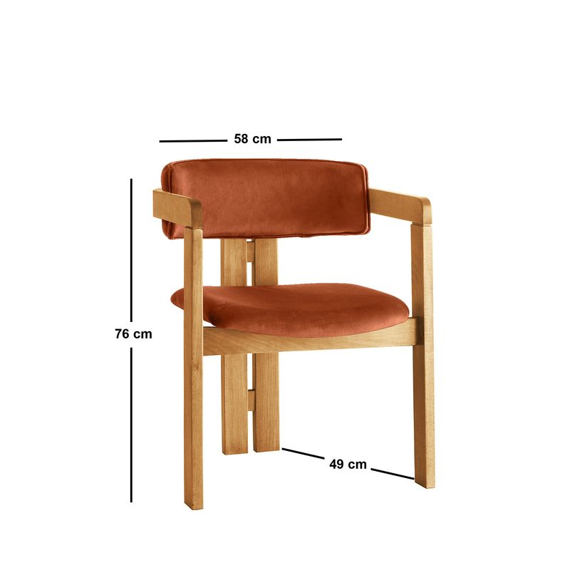 Casa si Gradina - Mobilier - Scaune si fotolii - Fotolii - Fotoliu, Hanah Home, lemn, catifea, stejar si rosu tigla, 58x49x76 cm - Infinity.ro