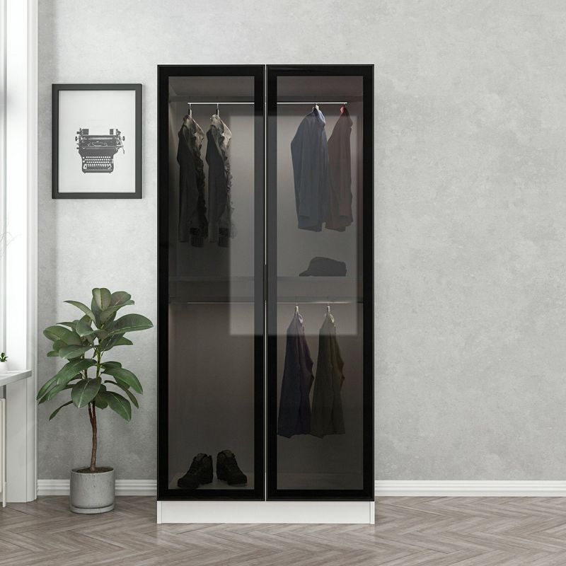 Casa si Gradina - Mobilier - Dulapuri si sifoniere - Sifoniere - Sifonier, Hanah Home, pal melaminat, negru alb, 90x52x210 cm - Infinity.ro