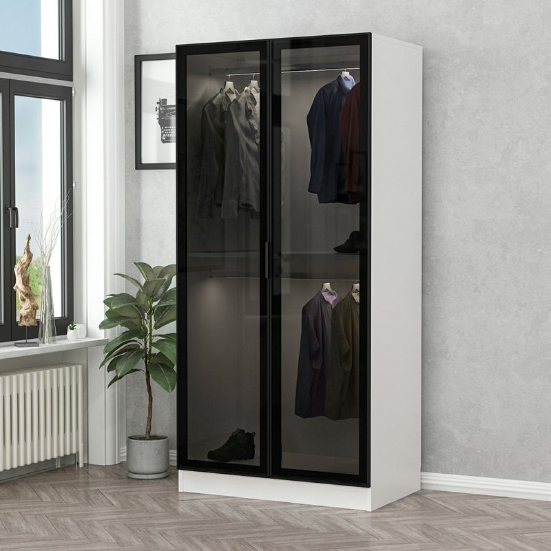 Casa si Gradina - Mobilier - Dulapuri si sifoniere - Sifoniere - Sifonier, Hanah Home, pal melaminat, negru alb, 90x52x210 cm - Infinity.ro