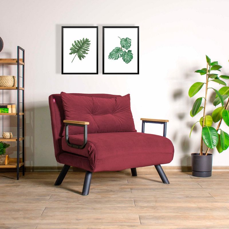 Casa si Gradina - Mobilier - Canapele si coltare - Canapele - Canapea extensibila, Hanah Home, metal, textil, visiniu, 175x60 cm - Infinity.ro